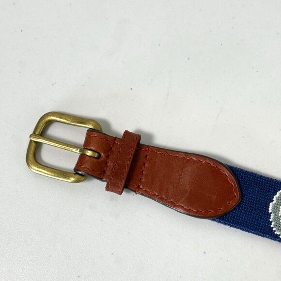 Smathers & Branson Needlepoint Belt Size 34 Georgetown University Brass Buckle - Picture 8 of 11